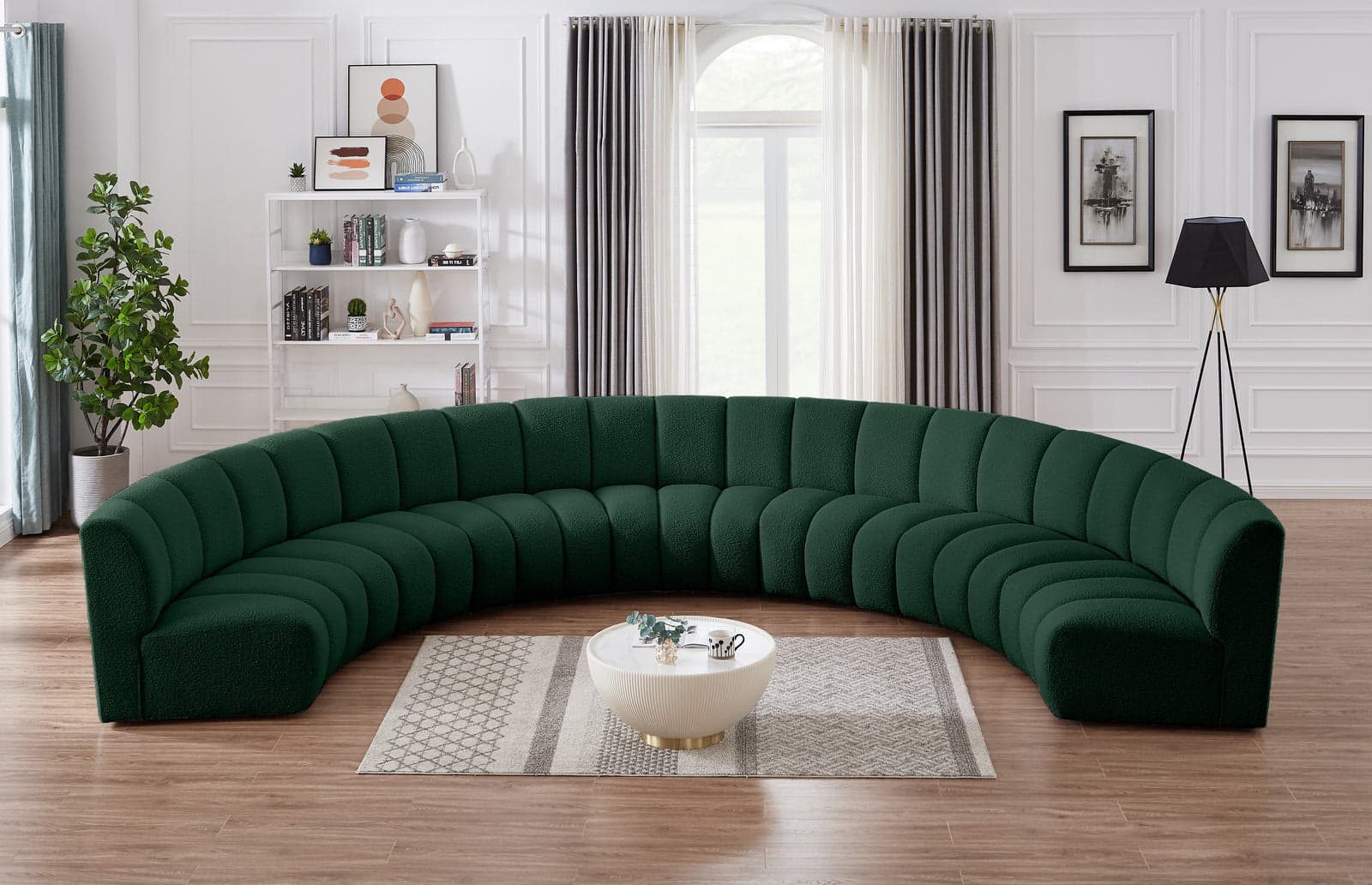 Isolde 178" Green Boucle Fabric Upholstered Sectional, 7-Piece — Vista 1 (1/3)