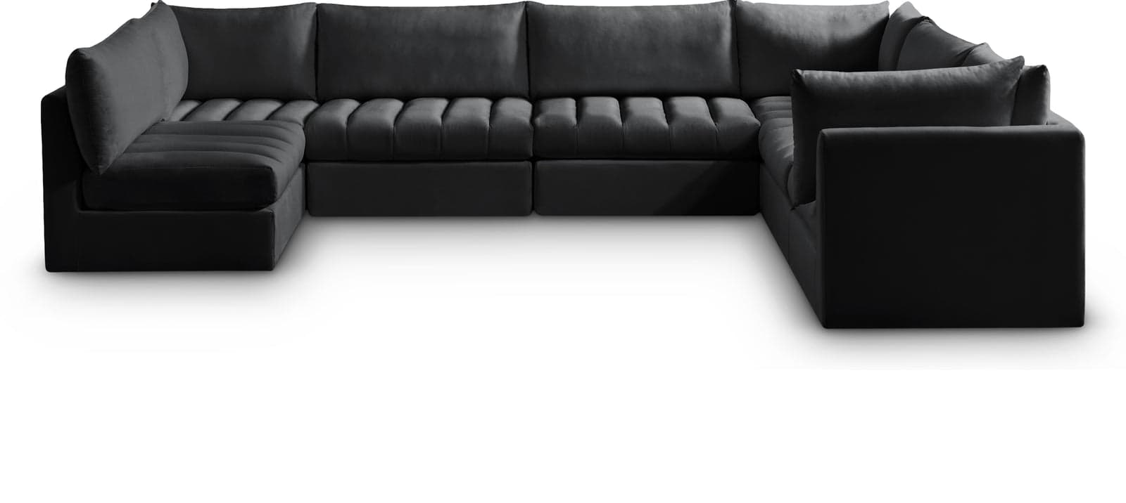 Rowan 140" Black Velvet Upholstered Sectional, 7-Piece — Vista 1 (1/3)