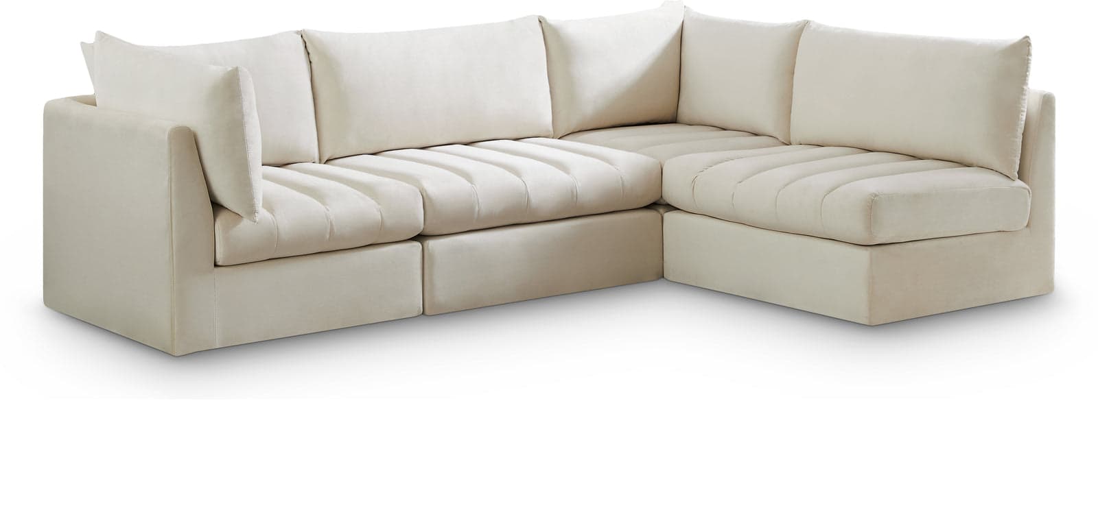 Rowan 103" Cream Velvet Upholstered Sectional, 4-Piece — Vista 1 (1/3)