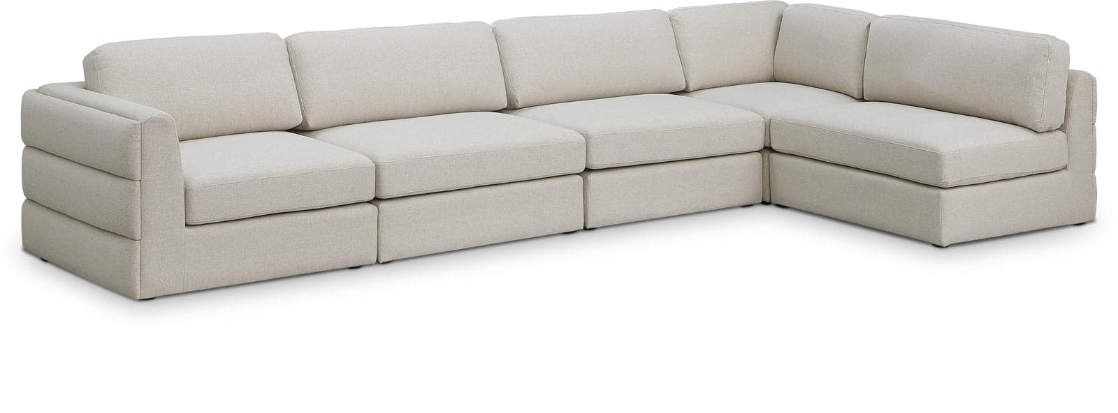 Celeste 152" Beige Linen Textured Fabric Upholstered Sectional, 5-Piece (Style 2) — Vista 1 (1/3)