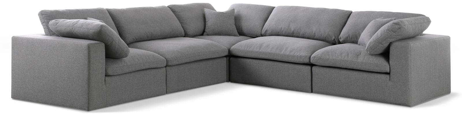 Camden 119" Grey Linen Textured Fabric Upholstered Deluxe Comfort Sectional, 5-Piece — Vista 1 (1/3)