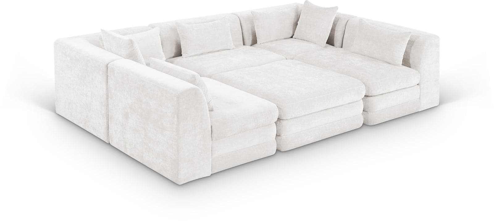 Willow 114" Cream Chenille Fabric Upholstered 6Pc. Sectional, 6-Piece — Vista 1 (1/3)