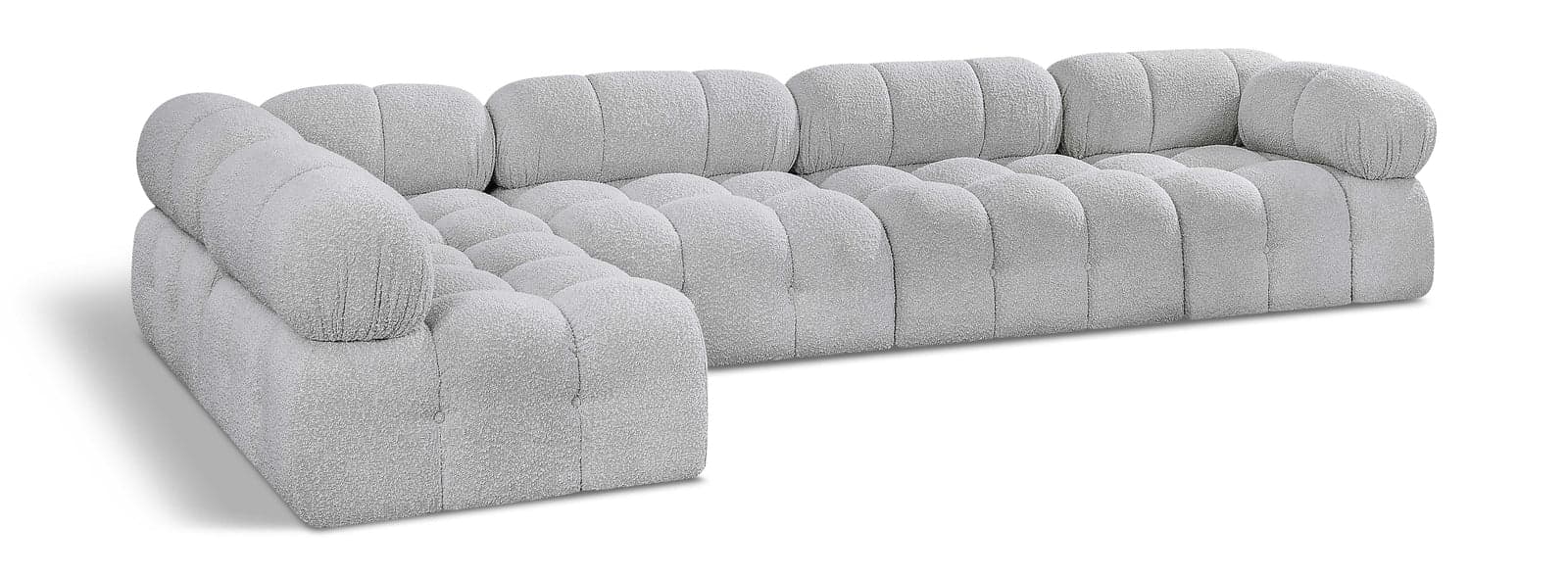 Darcy 136" Grey Boucle Fabric Upholstered Sectional, 5-Piece — Vista 1 (1/3)