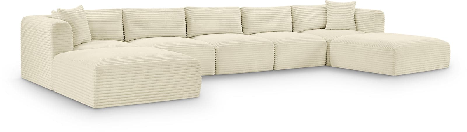 Faye 171" Cream Corduroy Performance Fabric Upholstered Sectional, 7-Piece (Style 2) — View 1 (1/3)