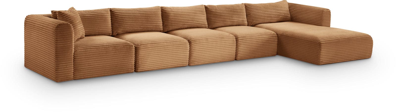 Faye 176" Saddle Corduroy Performance Fabric Upholstered Sectional, 5-Piece — View 1 (1/3)