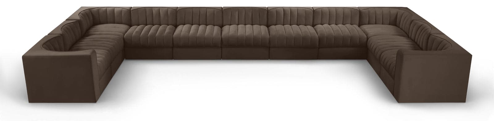 Talia Brown Velvet Performance Fabric Upholstered Sectional, 11-Piece — Vista 1 (1/3)