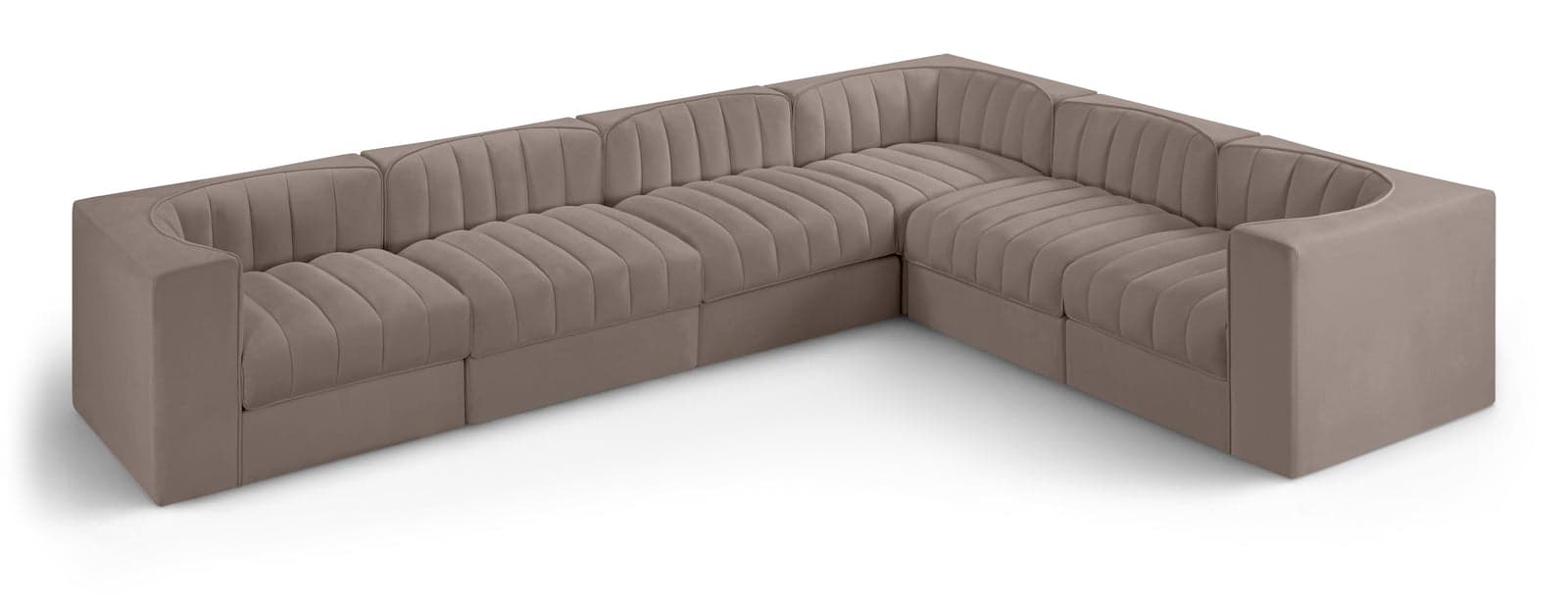 Talia Taupe Velvet Performance Fabric Upholstered Sectional, 6-Piece (Style 4) — Vista 1 (1/3)