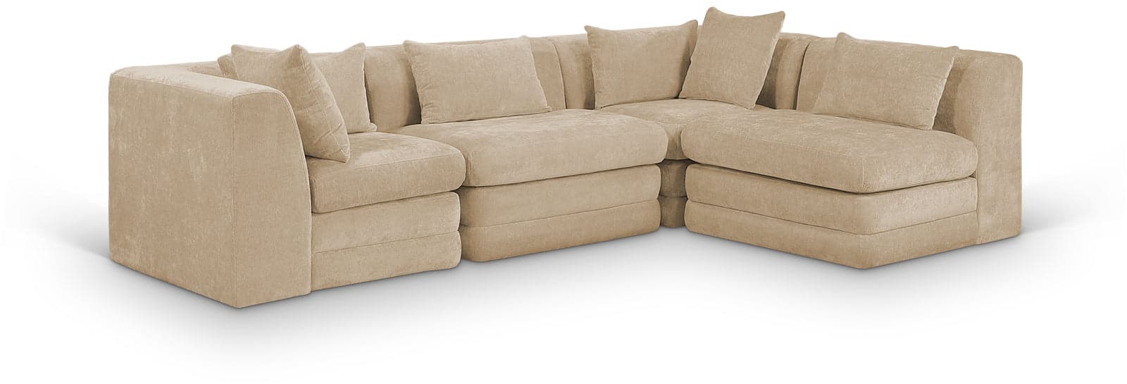 Willow 114" Beige Chenille Fabric Upholstered 4Pc. Sectional, 4-Piece (Style 2) — Vista 1 (1/3)
