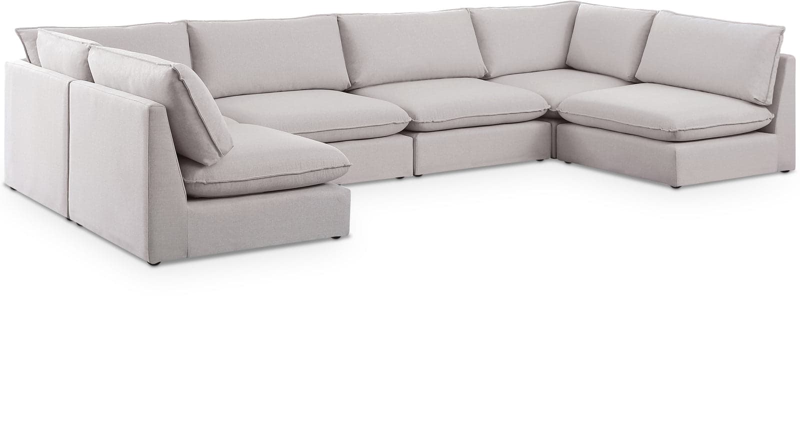 Linden 160" Beige Linen Textured Fabric Upholstered Sectional, 6-Piece (Style 3) — Vista 1 (1/3)