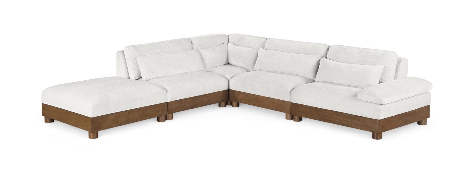 Kira 127.75" Cream Chenille Fabric Upholstered Sectional, 5-Piece (Style 2) — Vista 1 (1/3)