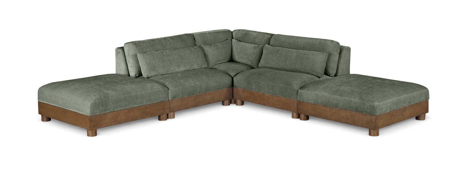 Kira 120" Green Chenille Fabric Upholstered Sectional, 5-Piece (Style 2) — Vista 1 (1/3)
