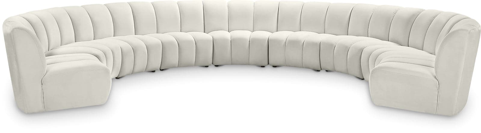 Isolde 178" Cream Velvet Upholstered Sectional, 9-Piece — Vista 1 (1/3)