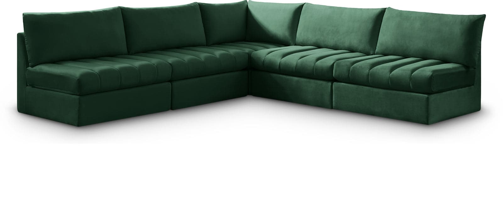 Rowan 107" Green Velvet Upholstered Sectional, 5-Piece — View 1 (1/3)