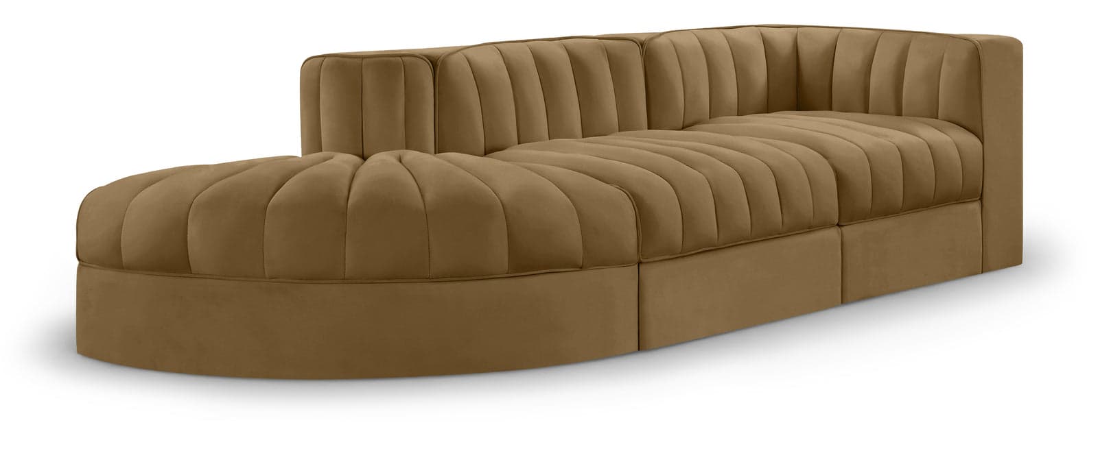 Talia Saddle Velvet Performance Fabric Upholstered Sectional, 3-Piece — View 1 (1/3)