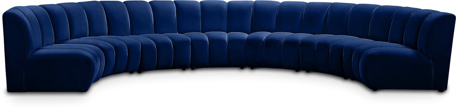 Isolde 178" Navy Velvet Upholstered Sectional, 7-Piece — Vista 1 (1/3)