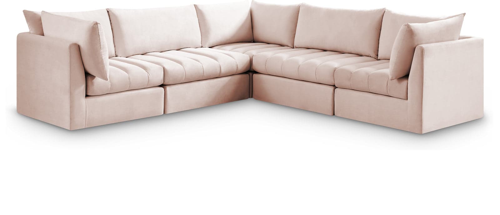 Rowan 103" Pink Velvet Upholstered Sectional, 5-Piece — View 1 (1/3)