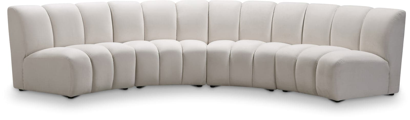 Isolde 148" Cream Velvet Upholstered Sectional, 4-Piece — Vista 1 (1/3)