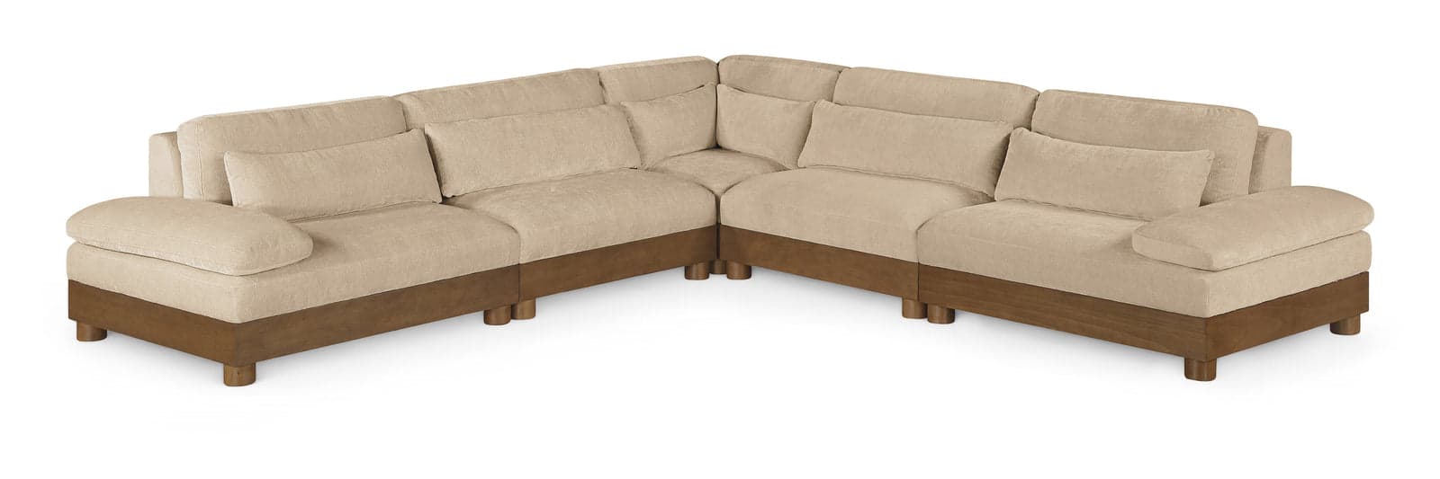 Kira 127.75" Beige Chenille Fabric Upholstered Sectional, 5-Piece — Vista 1 (1/3)