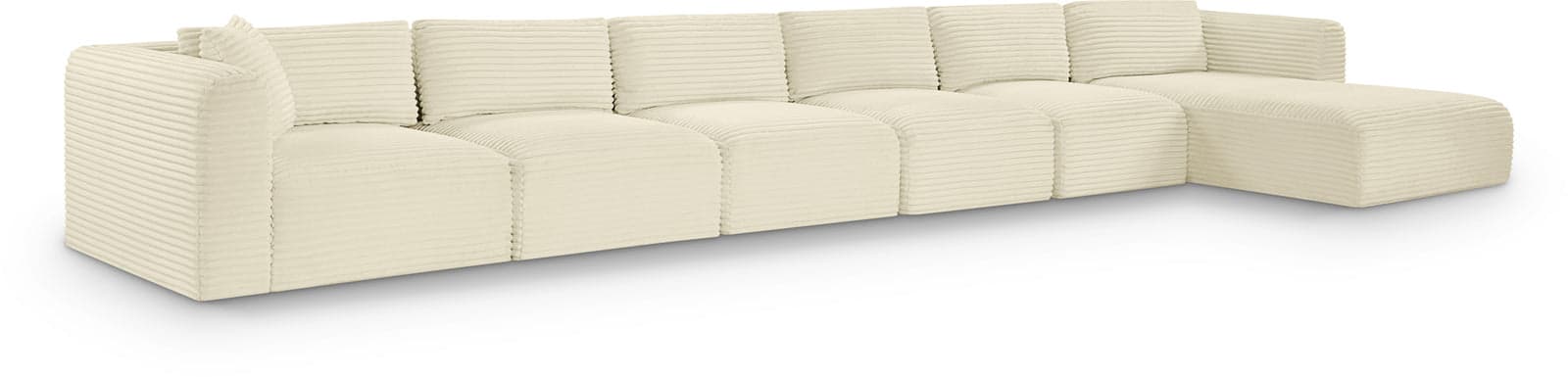 Faye 207" Cream Corduroy Performance Fabric Upholstered Sectional, 6-Piece — View 1 (1/3)