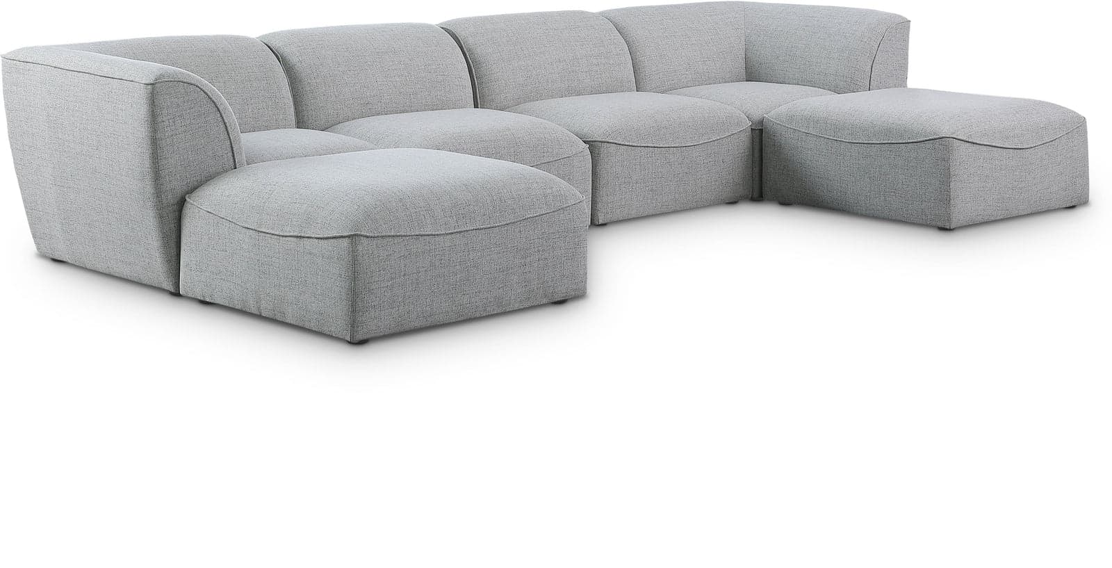Greer 142" Grey Linen Textured Fabric Upholstered Sectional, 6-Piece — Vista 1 (1/3)
