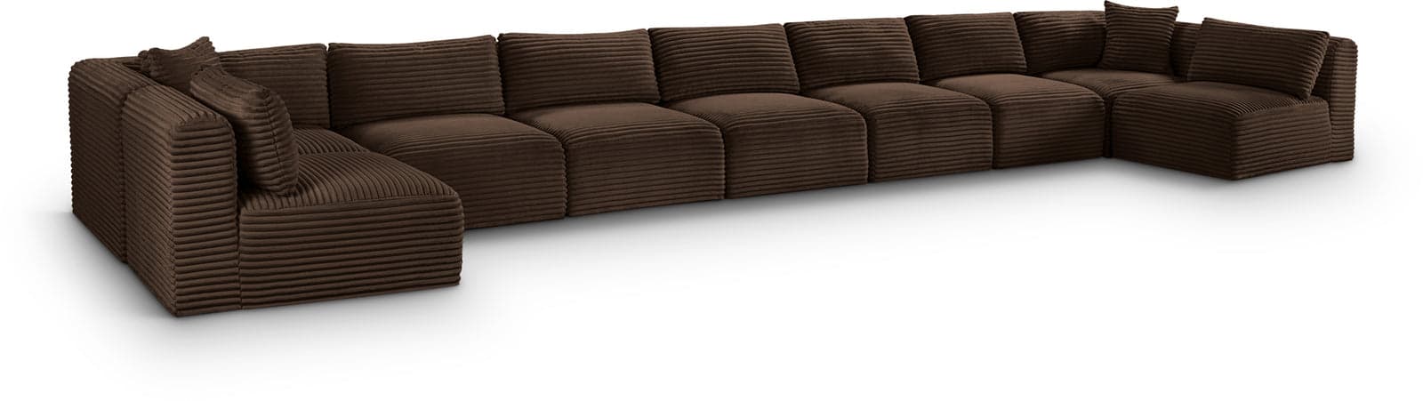 Faye 233" Brown Corduroy Performance Fabric Upholstered Sectional, 9-Piece — View 1 (1/3)