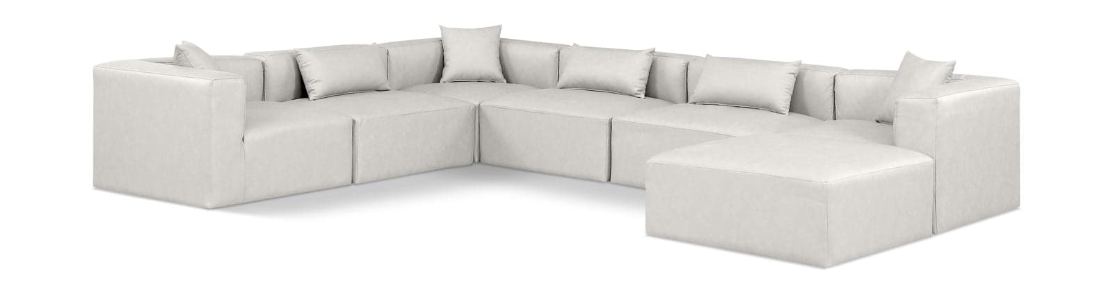 Farrah 144" Cream Vegan Leather Upholstered Sectional, 7-Piece — Vista 1 (1/3)