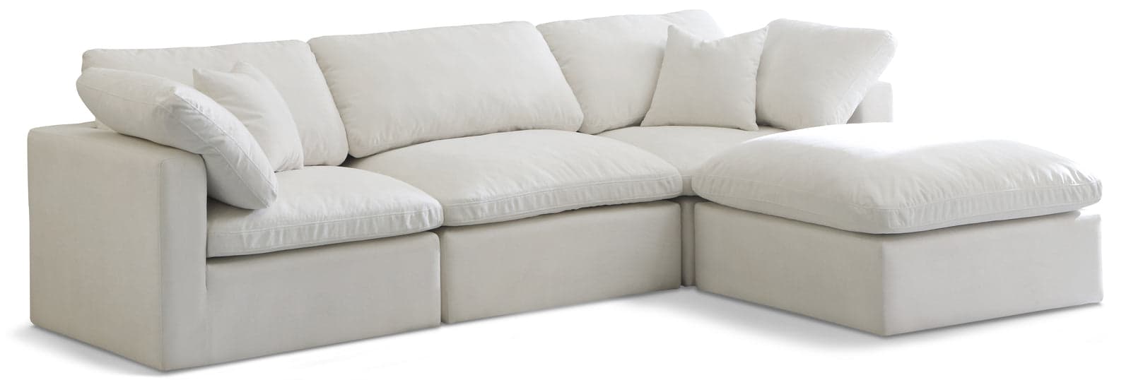 Selene 105" Cream Velvet Upholstered Standard Comfort Sectional, 4-Piece — Vista 1 (1/3)