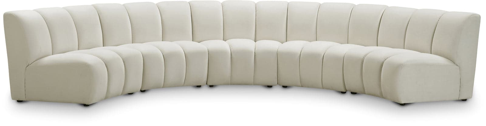 Isolde 167" Cream Velvet Upholstered Sectional, 5-Piece — Vista 1 (1/3)