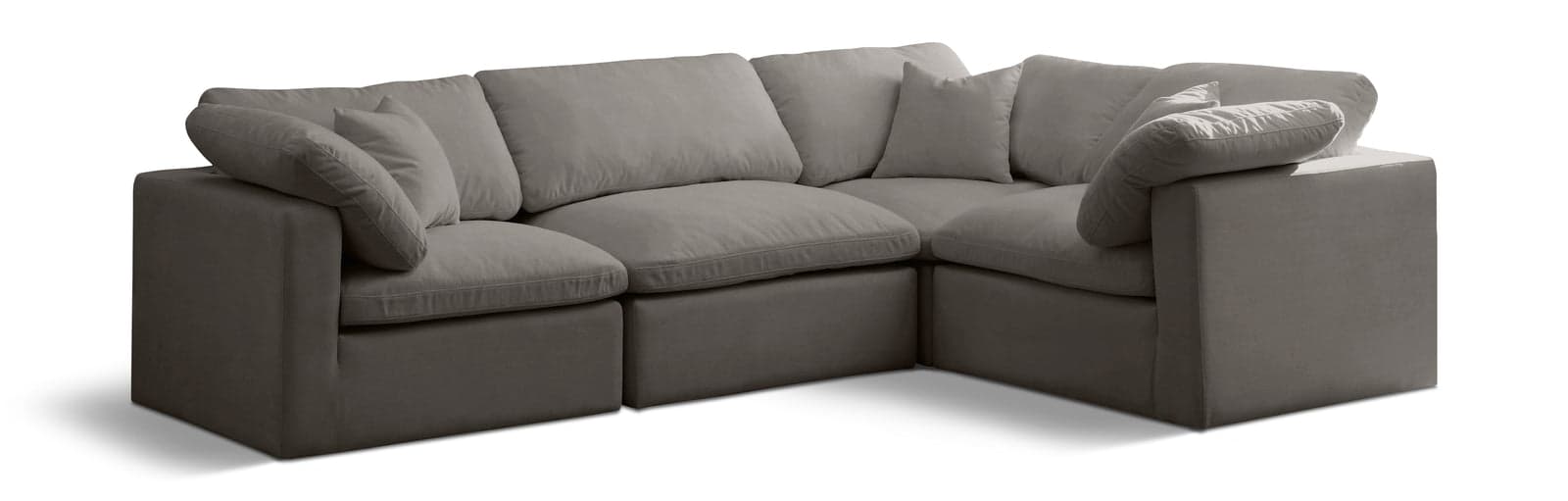 Selene 119" Grey Velvet Upholstered Standard Comfort Sectional, 4-Piece — Vista 1 (1/3)