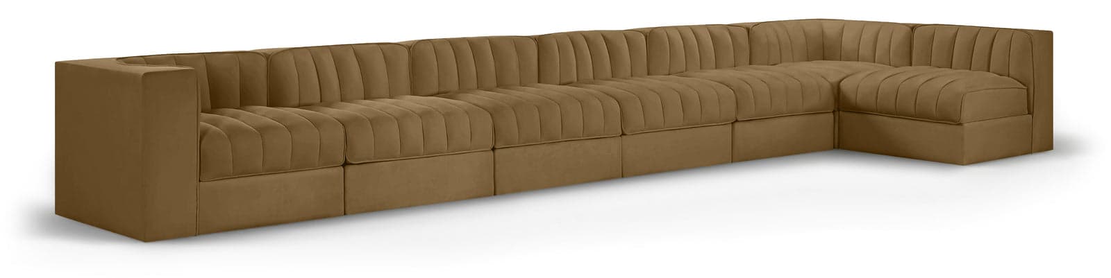 Talia Saddle Velvet Performance Fabric Upholstered Sectional, 7-Piece (Style 4) — View 1 (1/3)