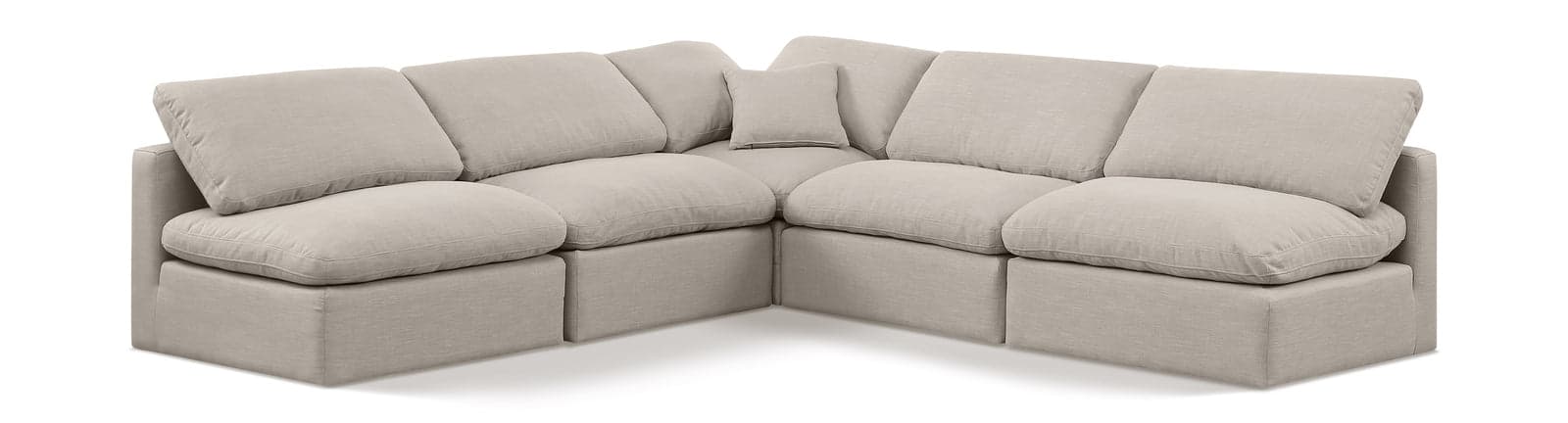 Sloane 105" Linen Textured Fabric Upholstered Sectional, 5-Piece — Vista 1 (1/6)