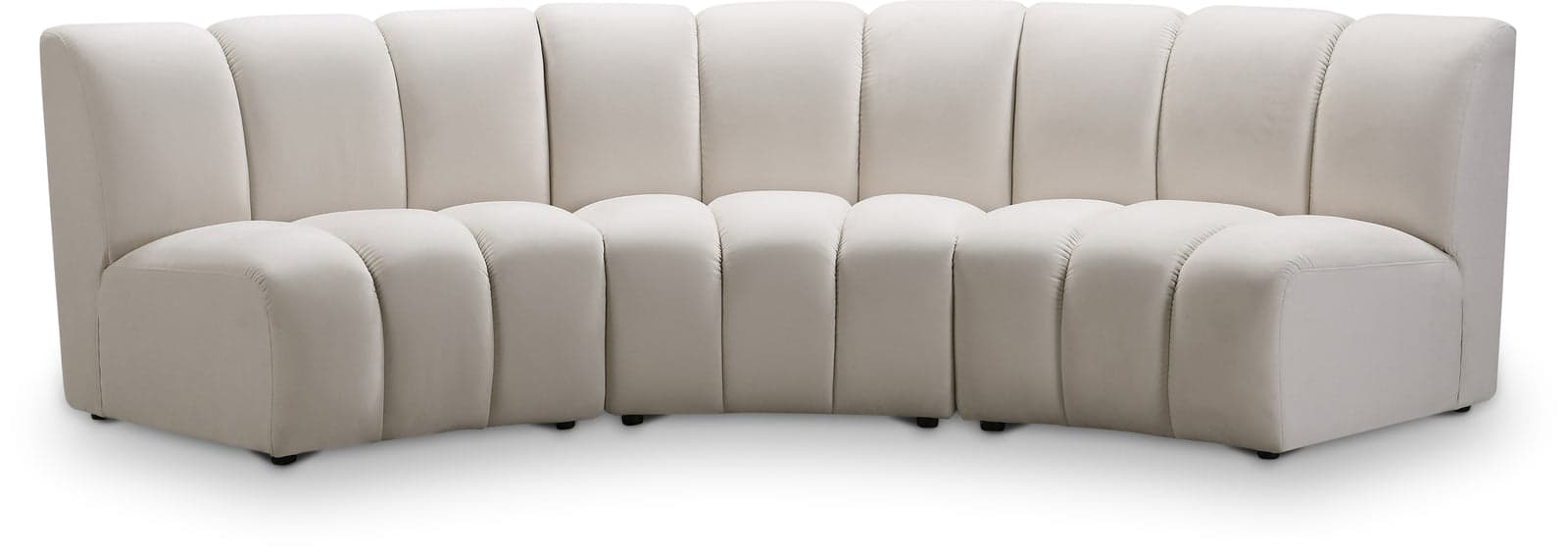 Isolde 119" Cream Velvet Upholstered Sectional, 3-Piece — Vista 1 (1/3)