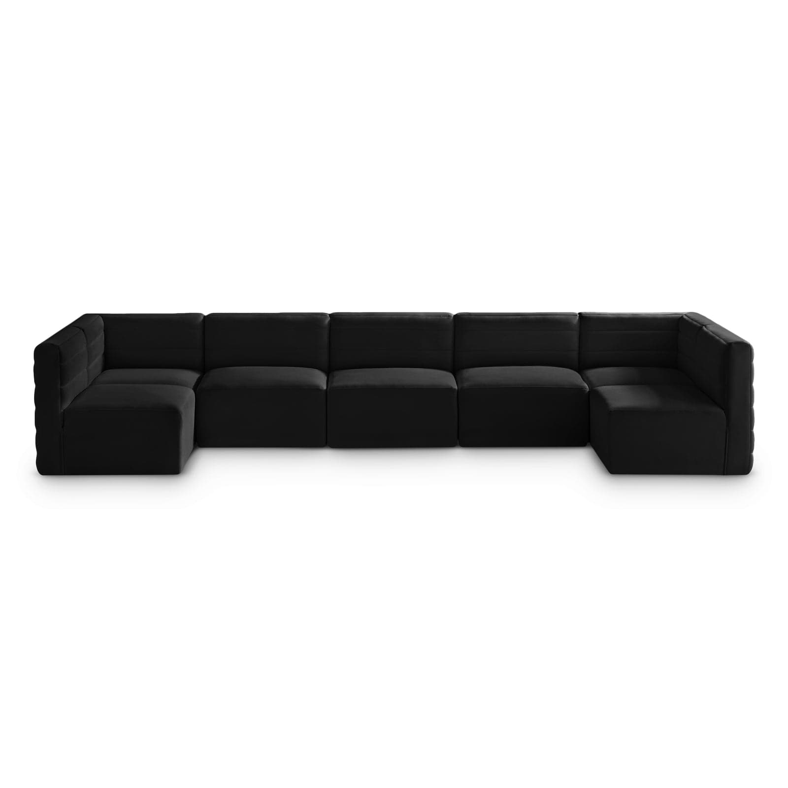 Opal 157" Black Velvet Upholstered Comfort Sectional, 7-Piece — Vista 1 (1/3)