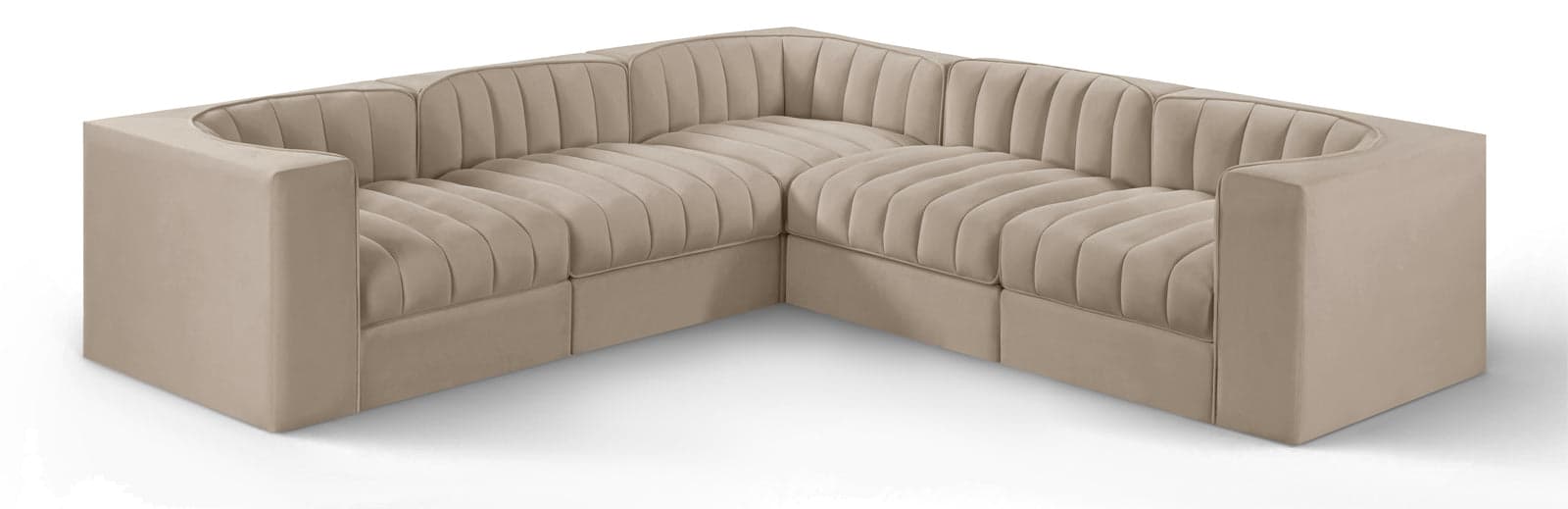 Talia Beige Velvet Performance Fabric Upholstered Sectional, 5-Piece (Style 2) — Vista 1 (1/3)