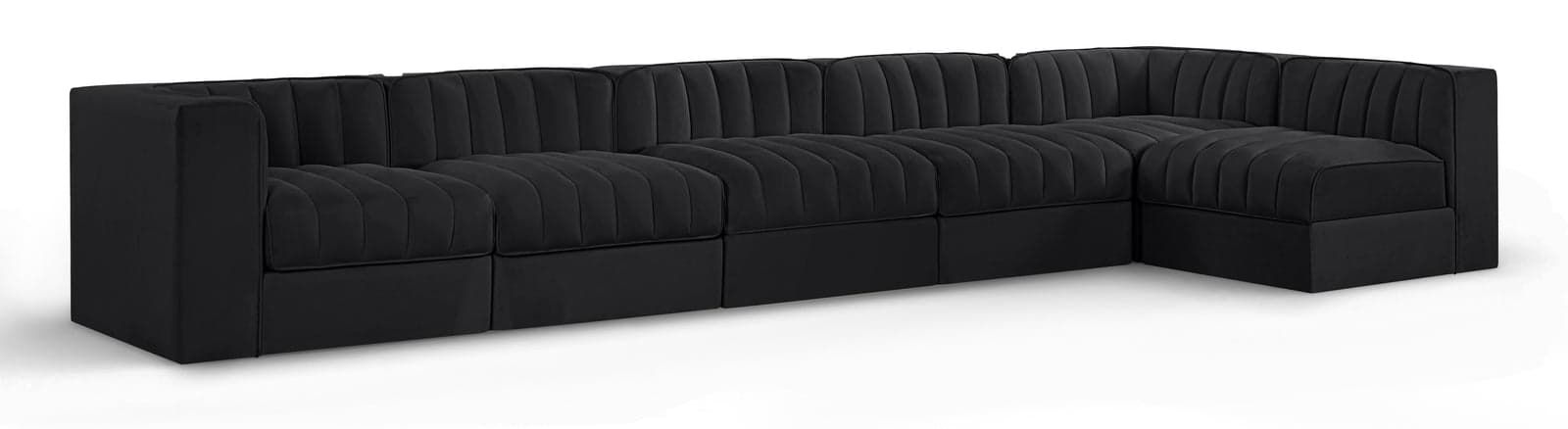 Talia Black Velvet Performance Fabric Upholstered Sectional, 6-Piece (Style 5) — View 1 (1/3)