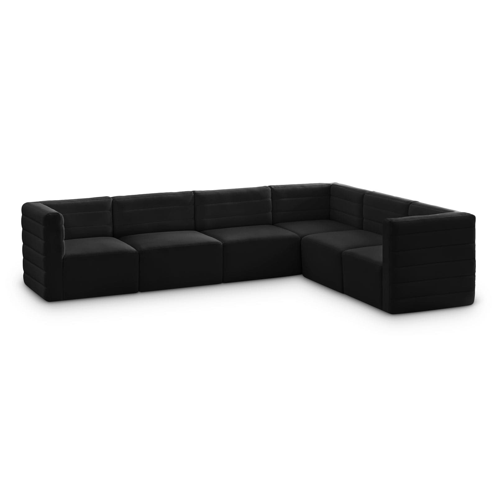 Opal 126" Black Velvet Upholstered Comfort Sectional, 6-Piece — View 1 (1/3)