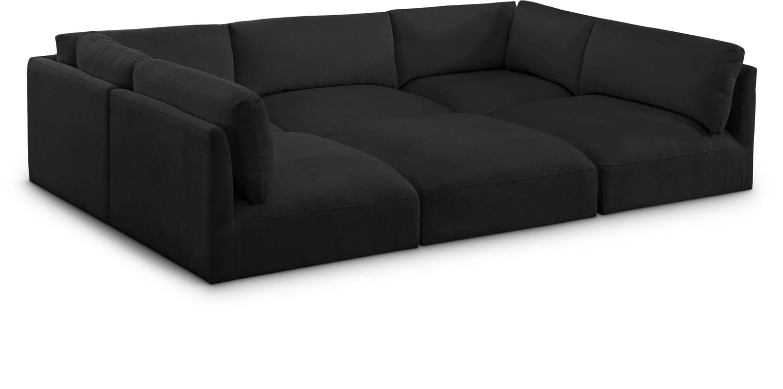 Hadley 114" Black Fabric Upholstered Sectional, 6-Piece — Vista 1 (1/3)