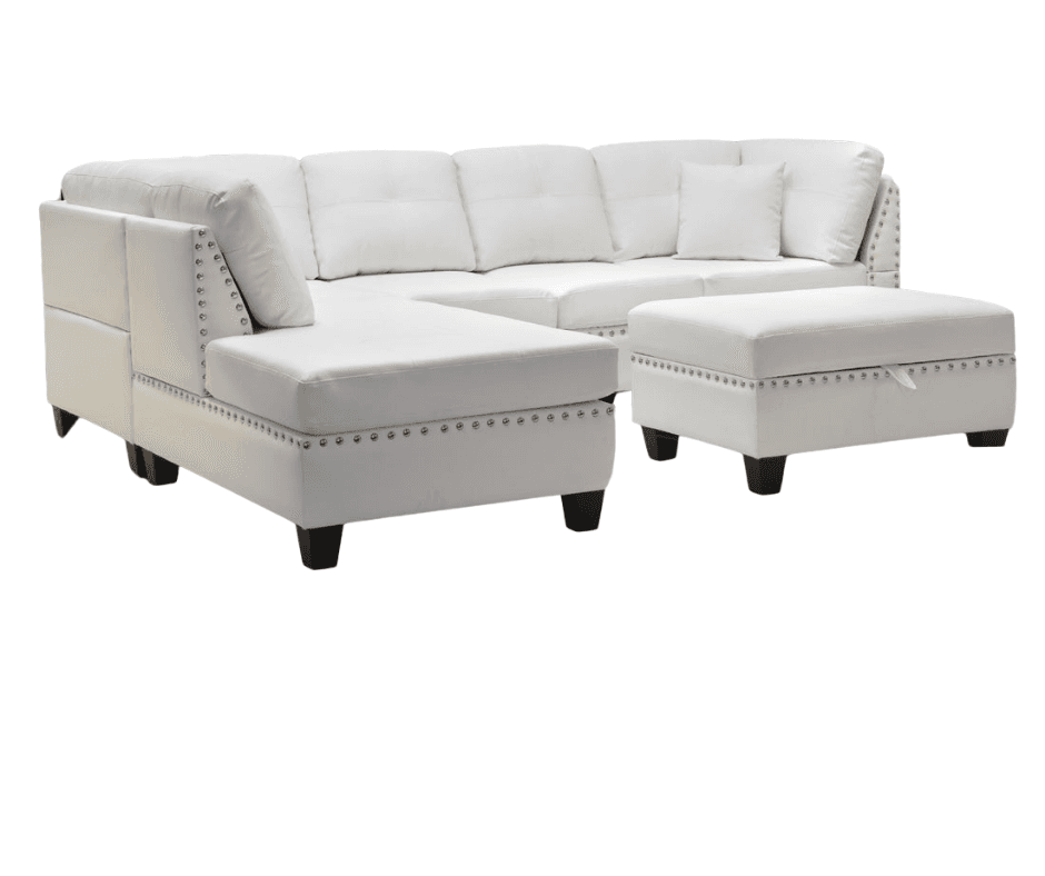Mandy Sectional with Free Ottoman in White — View 1 (1/3)