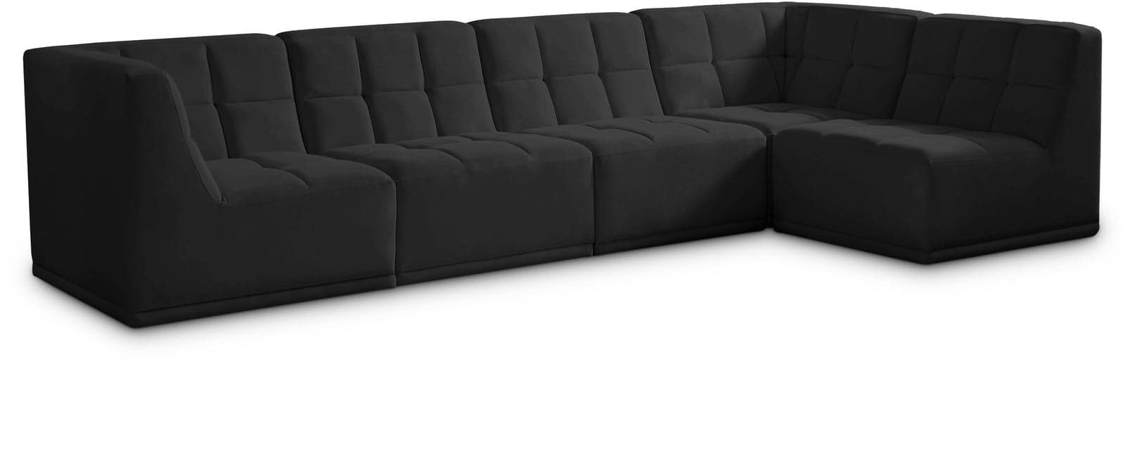 Jolie 128" Black Velvet Upholstered Sectional, 5-Piece — Vista 1 (1/3)