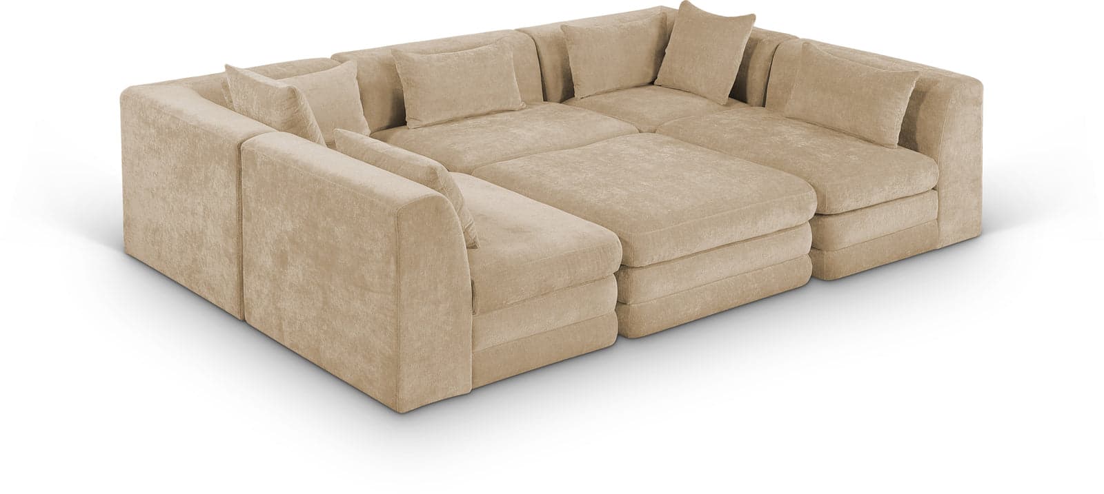 Willow 114" Beige Chenille Fabric Upholstered 6Pc. Sectional, 6-Piece — Vista 1 (1/3)