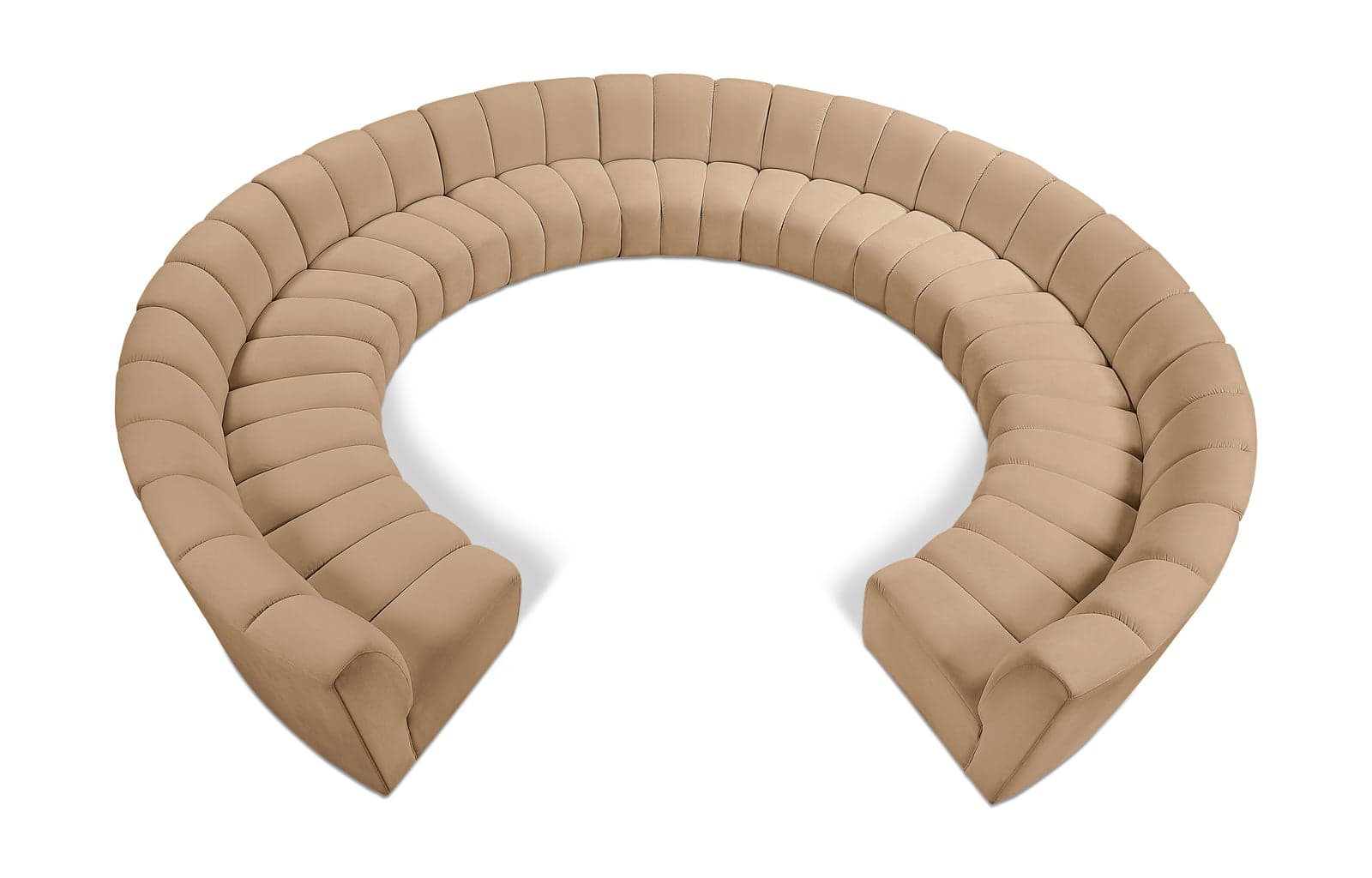 Isolde 183" Camel Velvet Upholstered Sectional, 11-Piece — Vista 1 (1/3)