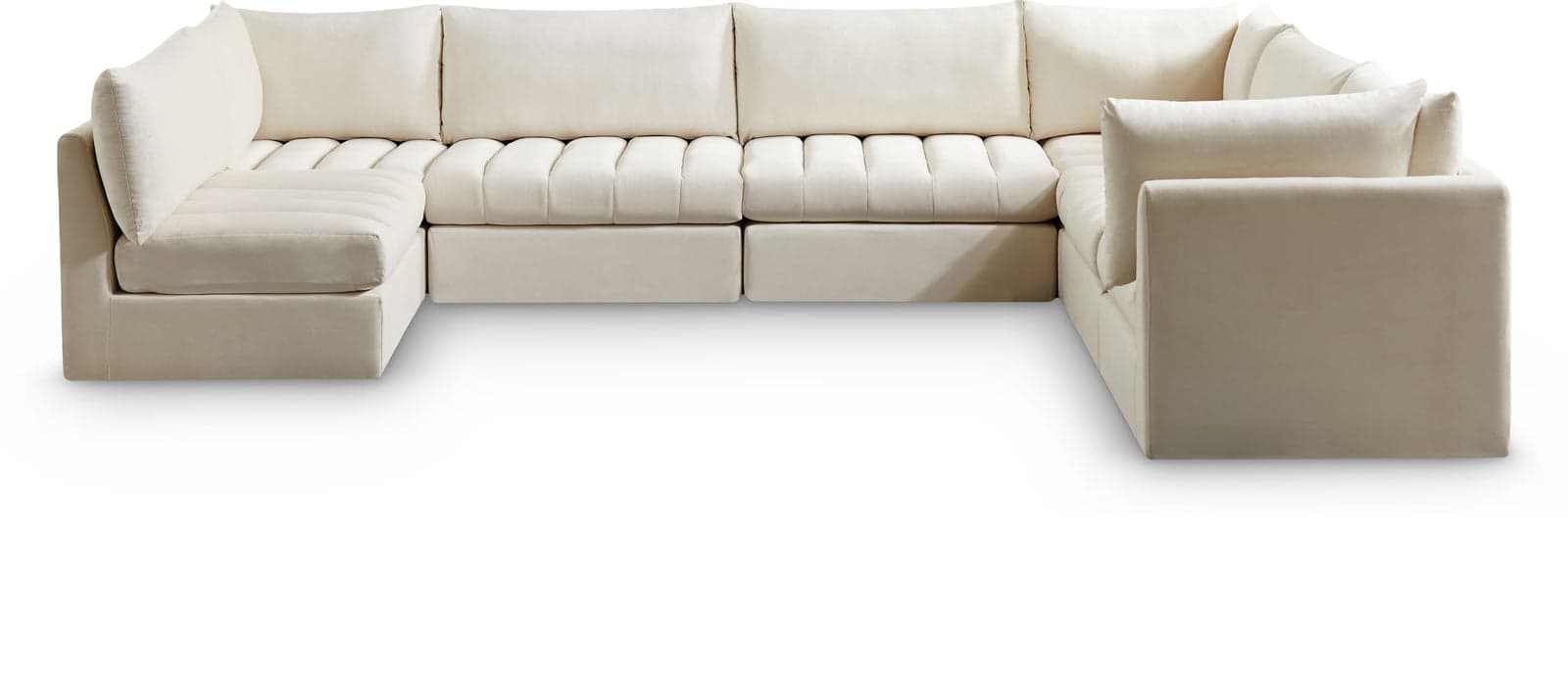 Rowan 140" Cream Velvet Upholstered Sectional, 7-Piece — Vista 1 (1/3)