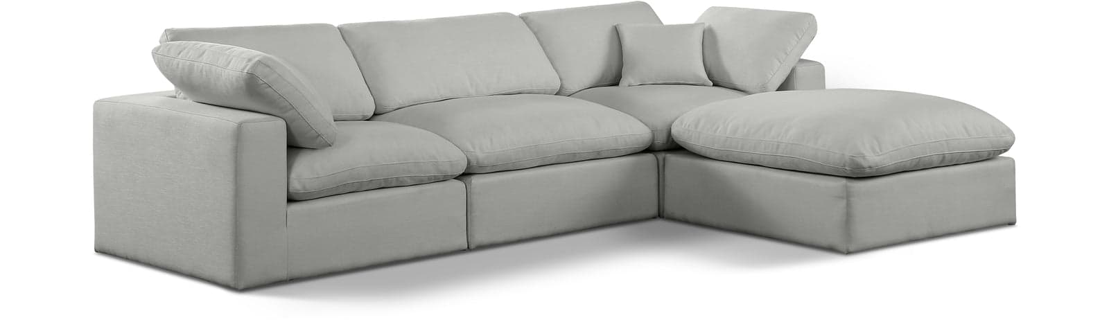 Farrah 119" Grey Linen Textured Fabric Upholstered Sectional, 4-Piece — View 1 (1/3)