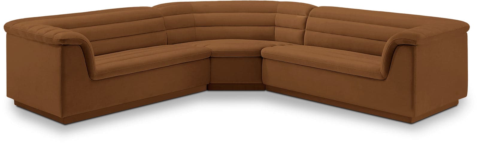 Faye 148" Saddle Velvet Upholstered Sectional, 3-Piece — Vista 1 (1/3)