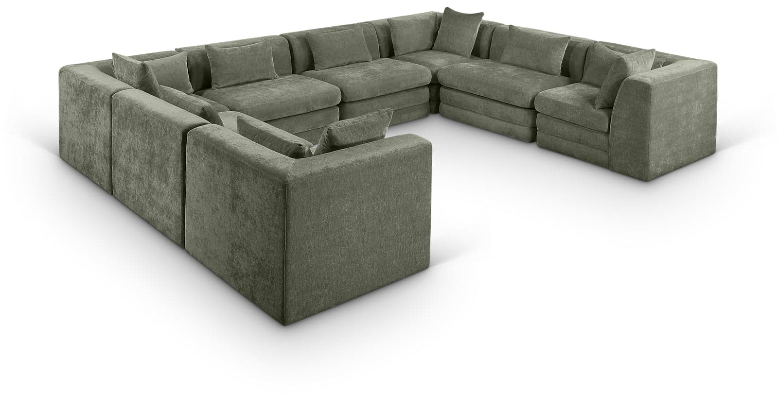 Willow 152" Green Chenille Fabric Upholstered 8Pc. Sectional, 8-Piece — Vista 1 (1/3)