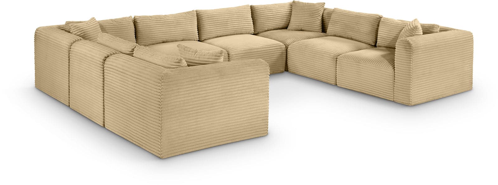 Faye 140" Camel Corduroy Performance Fabric Upholstered Sectional, 8-Piece — Vista 1 (1/3)