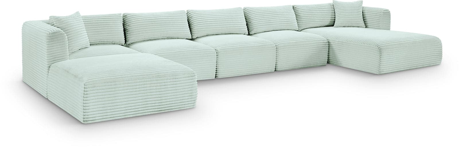 Faye 176" Mint Corduroy Performance Fabric Upholstered Sectional, 6-Piece — View 1 (1/3)