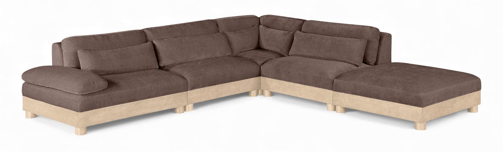 Kira 120" Brown Chenille Fabric Upholstered Modular Sectional, 5-Piece — Vista 1 (1/3)