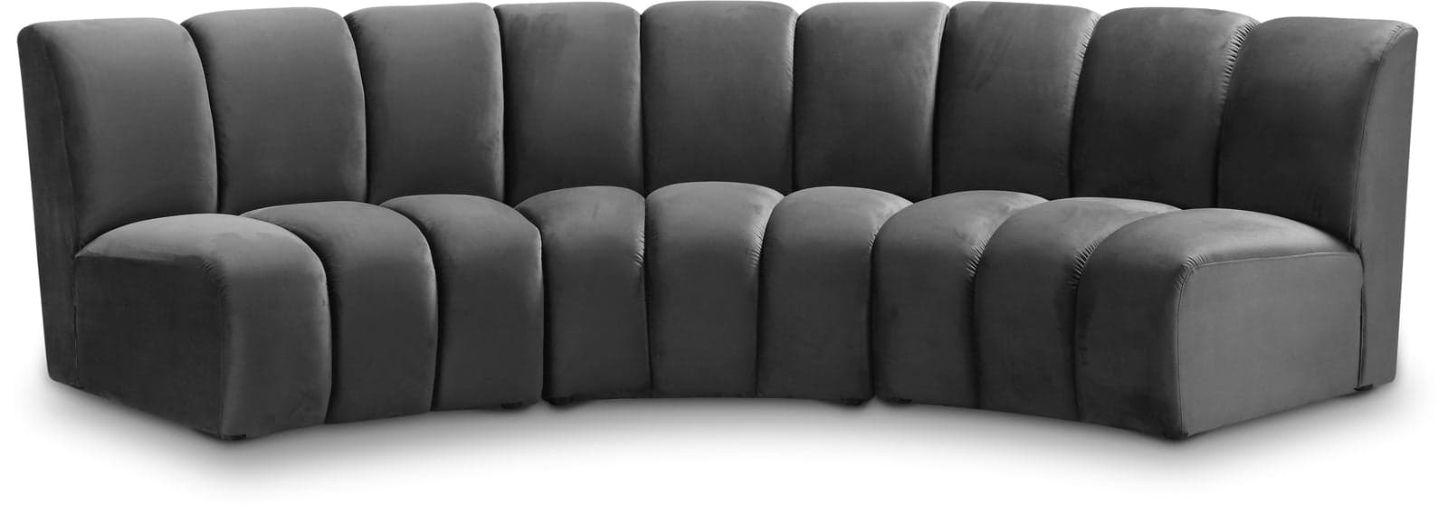 Isolde 119" Grey Velvet Upholstered Sectional, 3-Piece — Vista 1 (1/3)