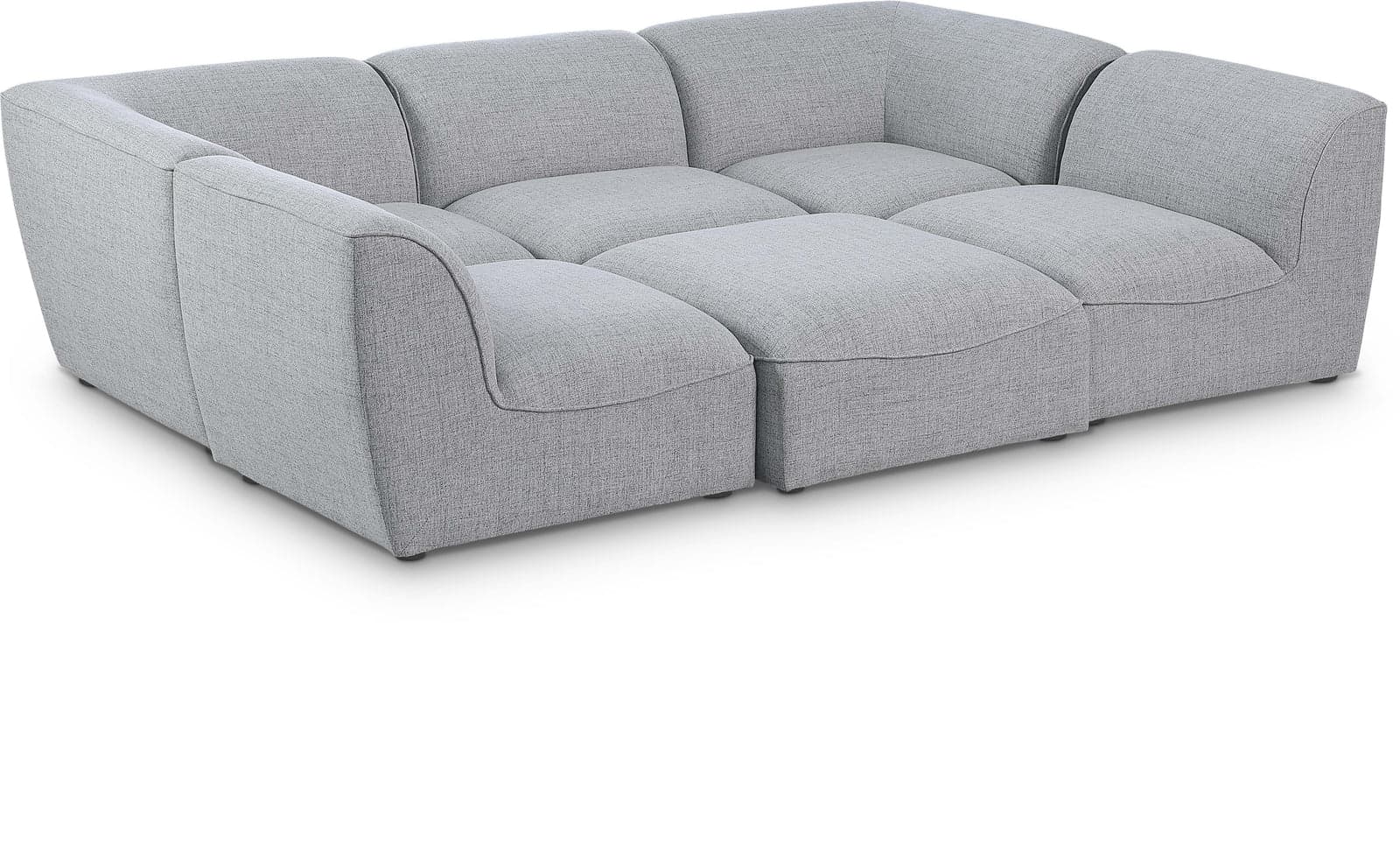 Greer 109" Grey Linen Textured Fabric Upholstered Sectional, 6-Piece — Vista 1 (1/3)